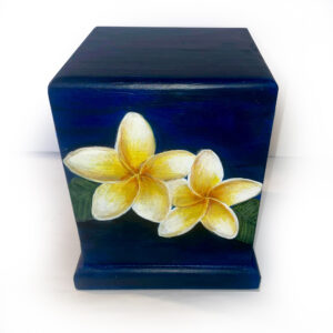 Plumeria Floral Hand Painted Urn – for human cremation ashes and memorial