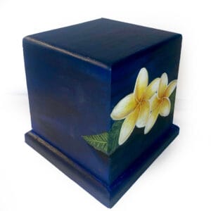 Plumeria Floral Hand Painted Urn – for human cremation ashes and memorial
