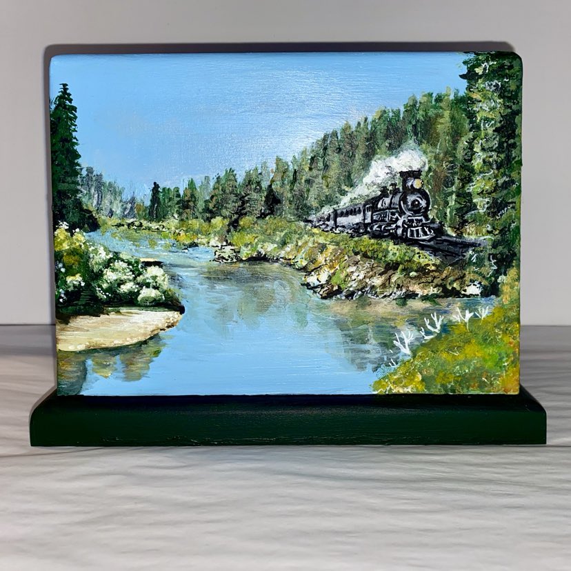 custom created train and river urn