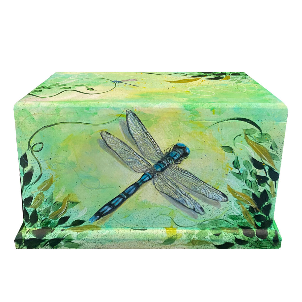 cremation urn with dragonfly design