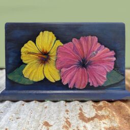 Tropical Hibiscus floral cremation urn