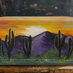 Southwest Desert Mountain Sunset Hand Painted Urn – for cremation and memorial