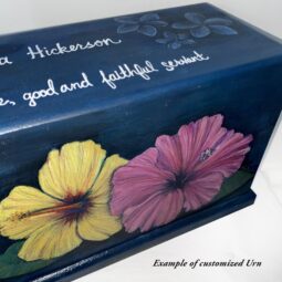 Tropical Hibiscus floral cremation urn