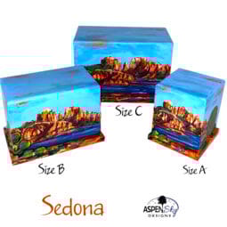 Sedona Arizona Desert Red rocks Hand Painted Urn – for cremation and memorial
